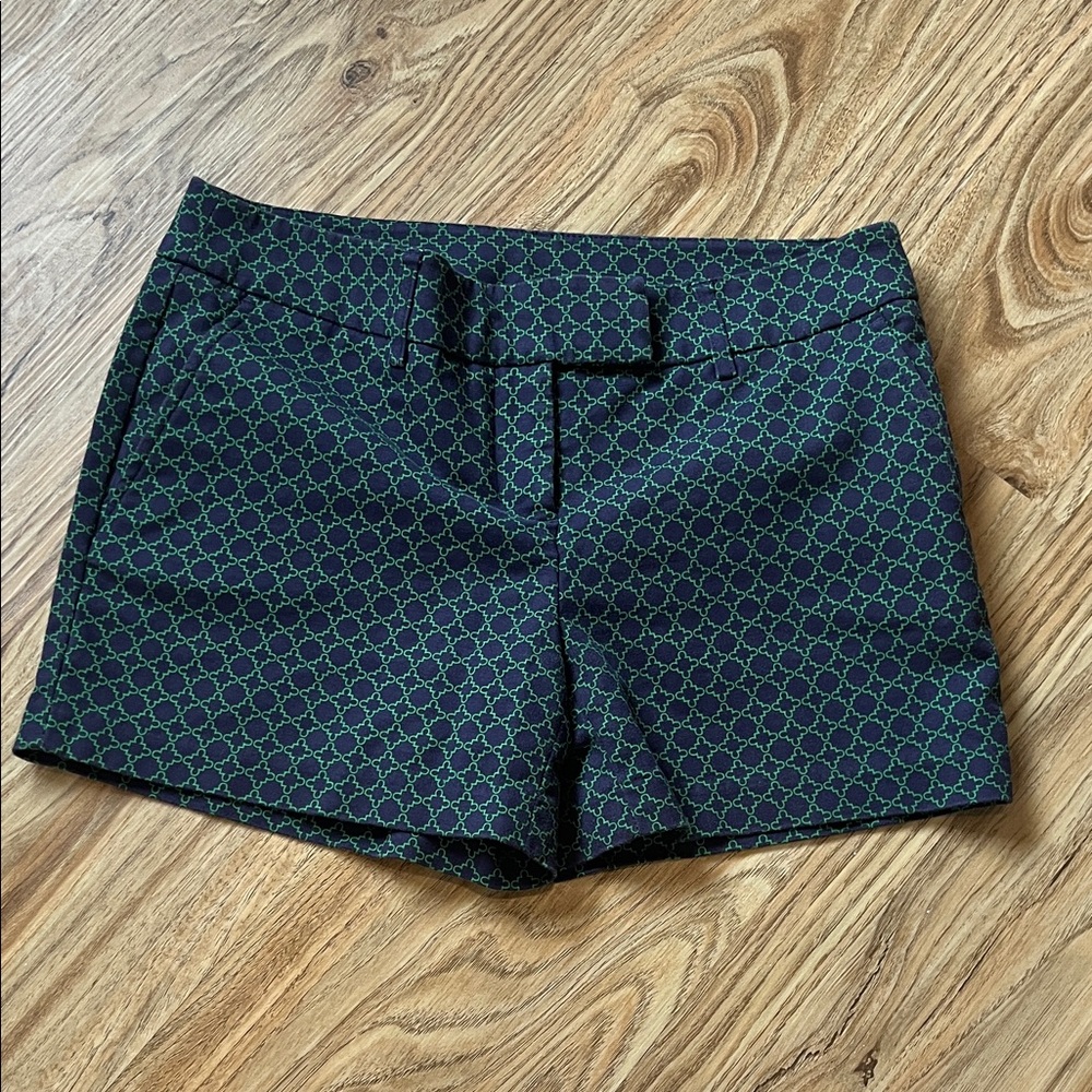 Kenar Navy and Green Patterned Shorts